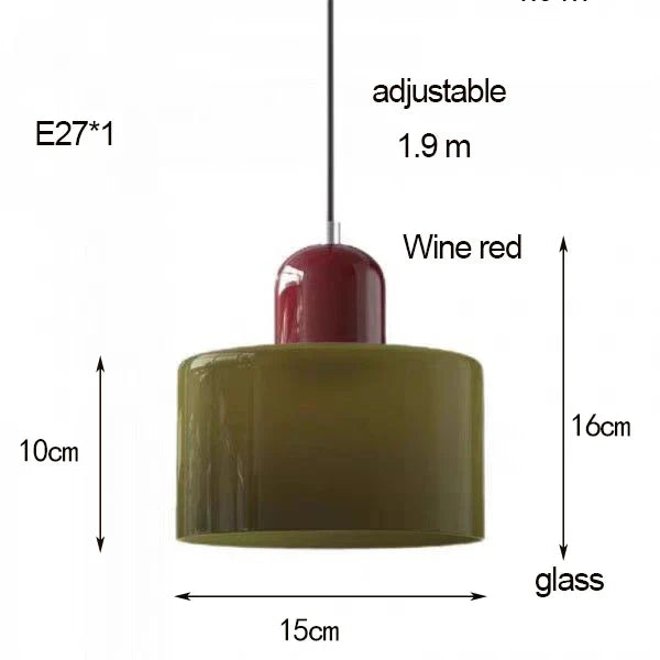 Frendorf | "Nordic Modern Glas Pendelleuchte – E27 Glühbirne, Lange Linie Kronleuchter für Schlafzimmer, Restaurant und Bar – Erhältlich in Weiß, Grün, Pink und Orange"