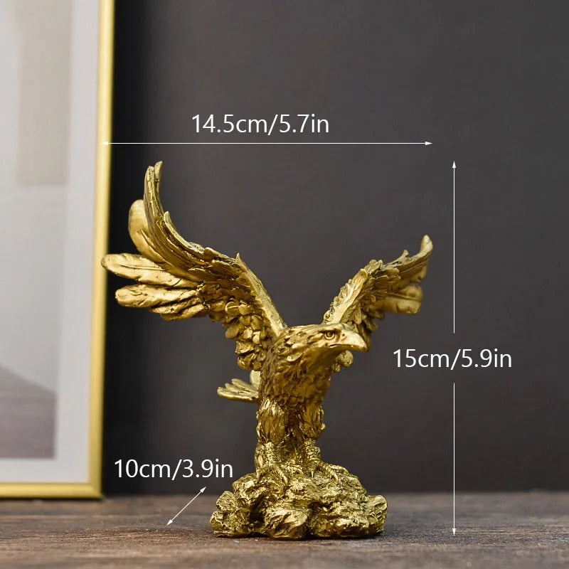Resin Goldener Adler Statue Kunst Tier Modell Sammlung Ornament Zuhause Büro Schreibtisch Feng Shui Dekor Figuren einfach