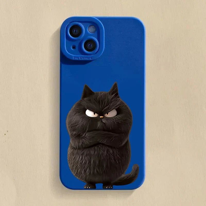 Frendorf | Blauer stoßfester Katzen-Silikon-Handyhülle für iPhone