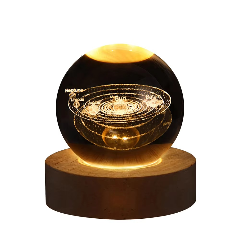 Frendorf | 2,36 Zoll RGB Kristallball Nachtlicht mit Milchstraße und Mond - vom Kosmos inspirierte Nachttischdekoration