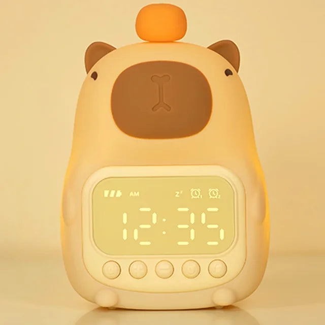 Capybara Uhr Lampe - Wiederaufladbare Digitaler Wecker mit Nachtlicht & Touch Snooze