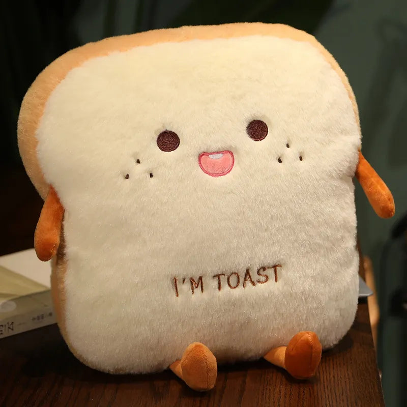 Neue 1pc 35cm Plüsch Brot Kissen Süßsimulation Lebensmittel Toast Weiche Puppe Warme Handkissen Heimdekoration Kinder Spielzeug Geburtstagsgeschenk
