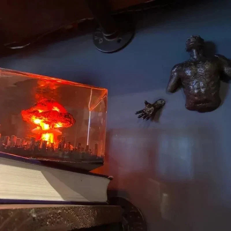 Nukleare Explosion Bombe Pilzwolke Lampe Flammenlose Lampe für Garten Wohnzimmer Dekor 3D Nachtlicht Wiederaufladbar