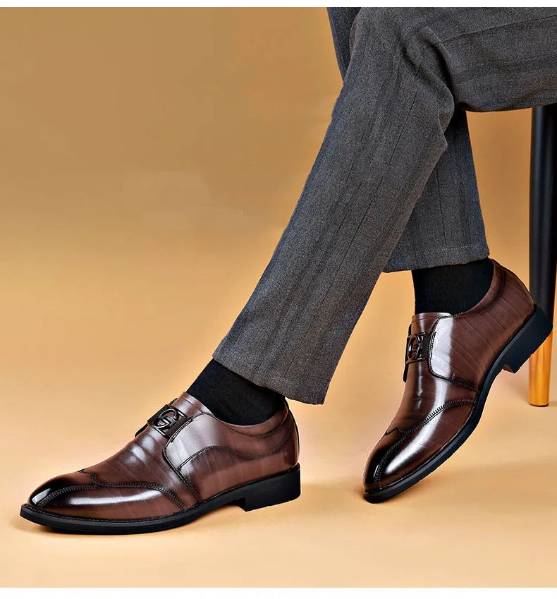 Frendorf | Herren Leder Schuhe Stilvolle Herren Schuhe Spitz Oxford Hochzeit Leder Herren Dress Schuhe Gentleman Büro Mann Schuh