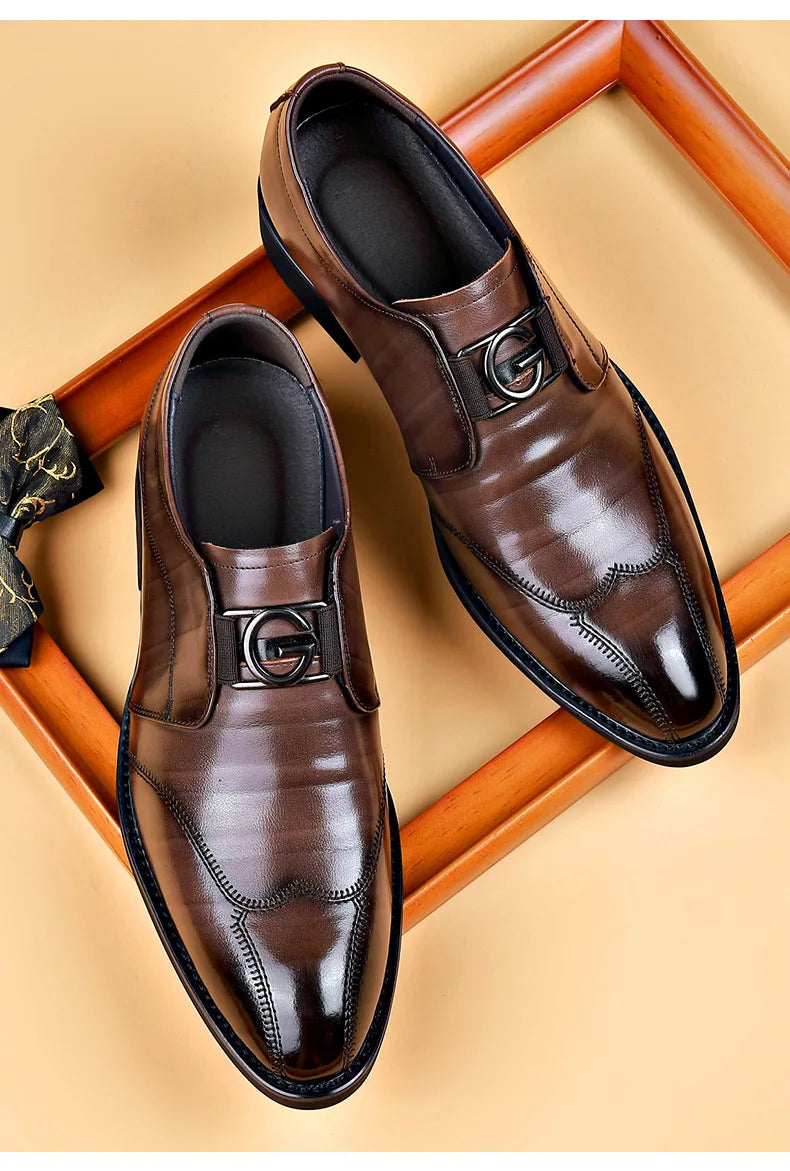 Frendorf | Herren Leder Schuhe Stilvolle Herren Schuhe Spitz Oxford Hochzeit Leder Herren Dress Schuhe Gentleman Büro Mann Schuh