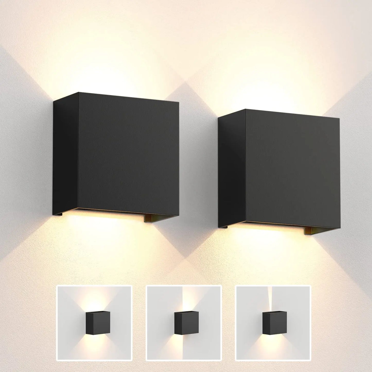 Frendorf | 2-Pack LED Wandleuchten – Moderne 6W oben & unten Wandleuchten, wasserdicht IP65 für Wohnzimmer, Flur, Schlafzimmer, Innen- & Außengebrauch