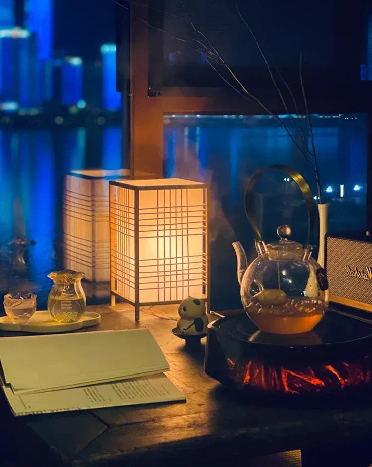 Bambusgewebte japanische Stil Tischlampe