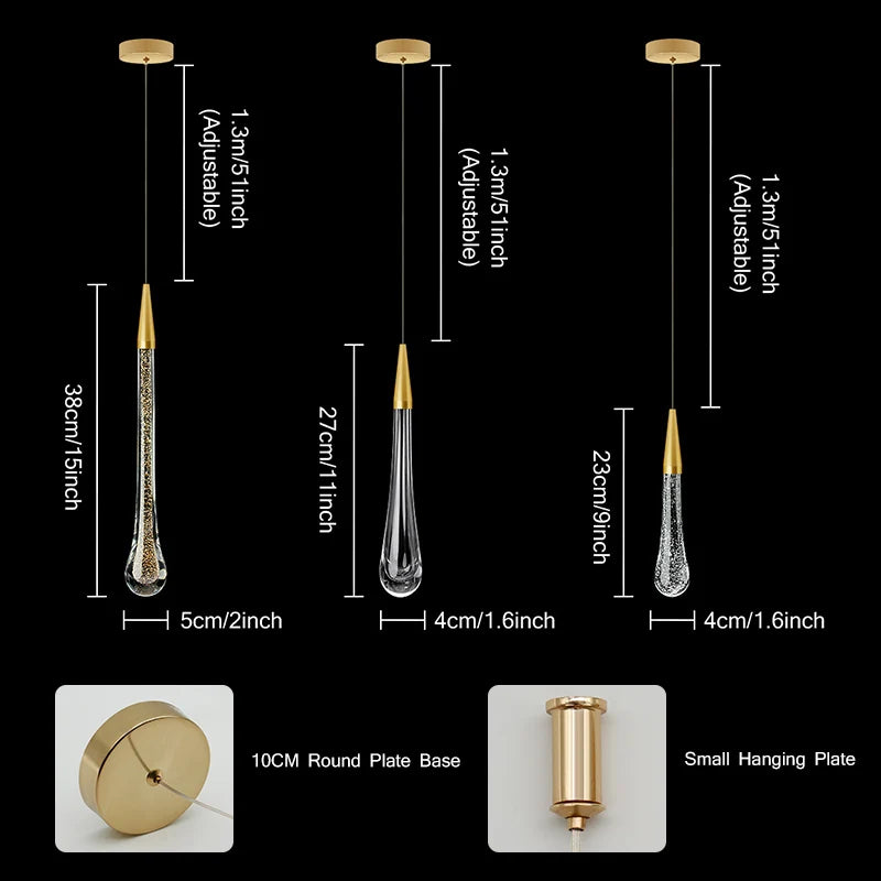 Kristall LED Pendelleuchten: Perfekt für Schlafzimmer, Esszimmer, Bar - Wassertropfen-Kronleuchter, Treppenlampe für die Innenraumdekoration