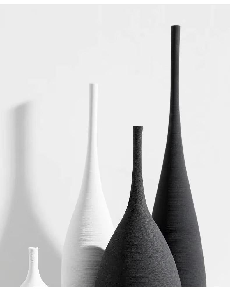 Keramische Vase Weiß/Schwarz Minimalistischer Stil Tischvase