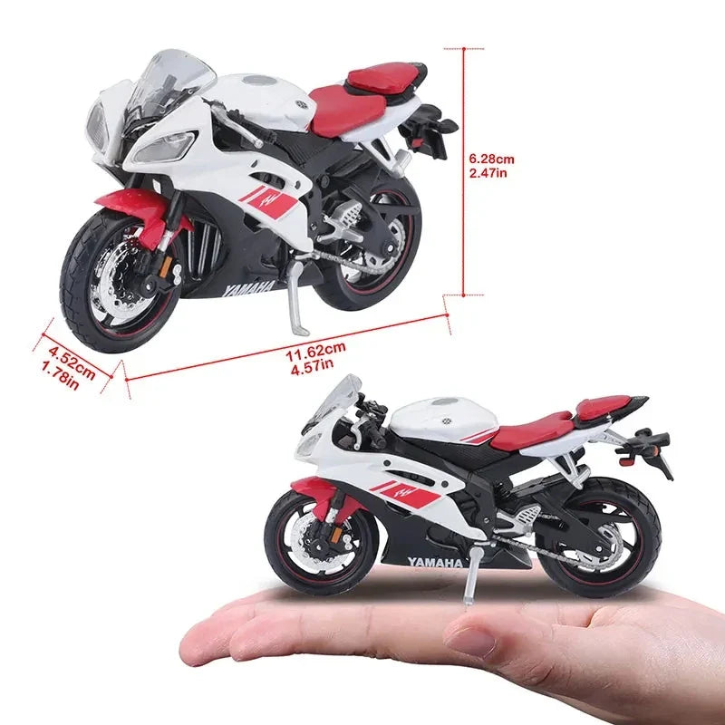 1:18 Maßstab Yamaha R6 Legierungsroller Sportbike Figuren Diecasts Kinder Spielzeug Motorrad Rennmodell Nachbildungen Sammlergeschenk für Jungen