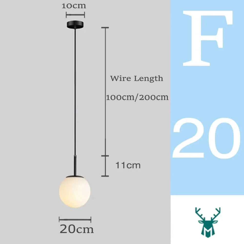 Mid-Century Modern Glas Ball Pendelleuchte