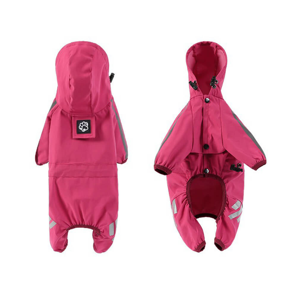 Stylische wasserdichte verstellbare reflektierende Streifen Hunderegenjacke mit Kapuze
