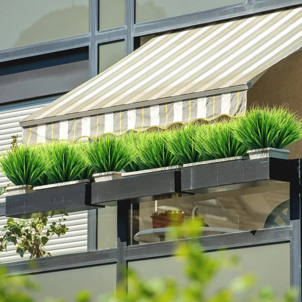 Frendorf | 20PCS Künstliche Gras Pflanzen – 7-äugige grüne Kunststoffgras für Haus, Büro und Außen Garten Dekoration