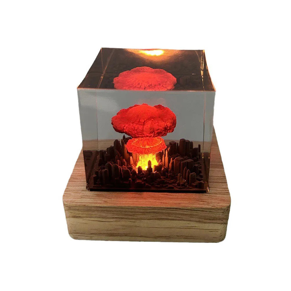 Nukleare Explosion Bombe Pilzwolke Lampe Flammenlose Lampe für Garten Wohnzimmer Dekor 3D Nachtlicht Wiederaufladbar