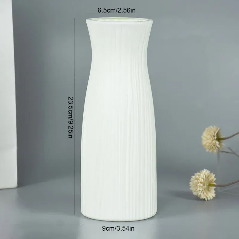 Frendorf | Blumeo Minimalistische Blumenvase | Weiße Keramikvase für Tisch- & Küchendekoration | Perfekt für Hochzeitsarrangements & Blumensträuße