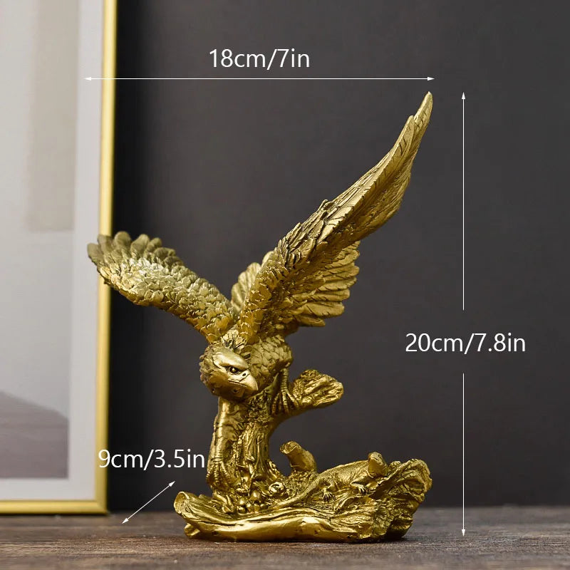 Resin Goldener Adler Statue Kunst Tier Modell Sammlung Ornament Zuhause Büro Schreibtisch Feng Shui Dekor Figuren einfach