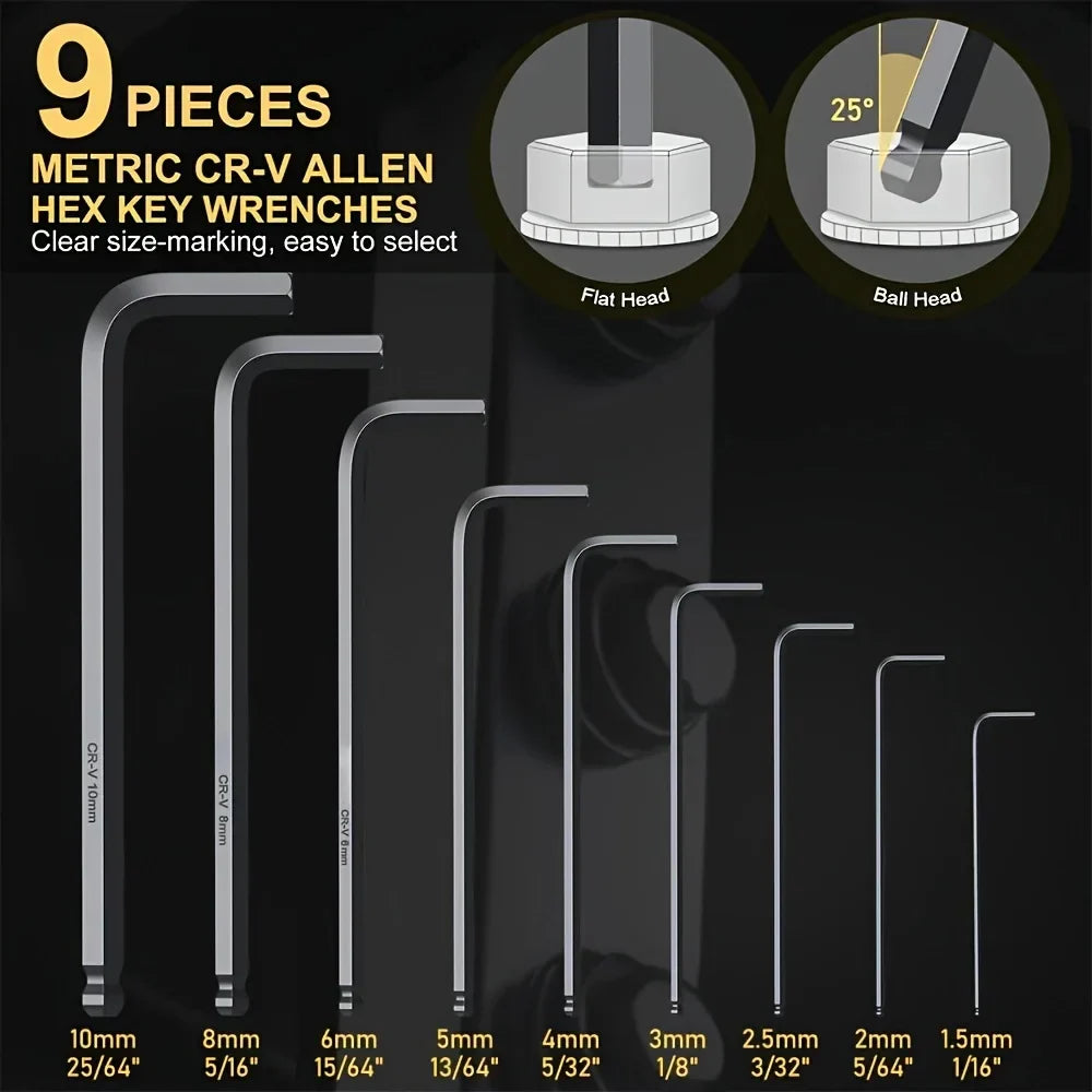 Frendorf | 12-teiliges Flexkopf-Ratschenschlüsselset - Chrom-Vanadium-Stahl