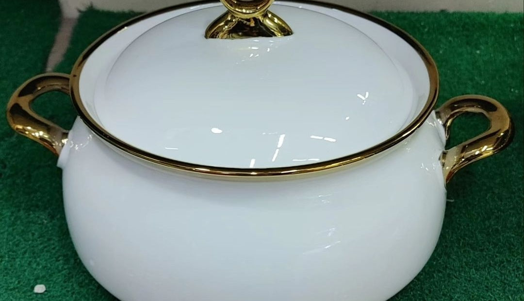 Frendorf | 3 Stück 3ltr Gold-Finish Keramikservierschalen