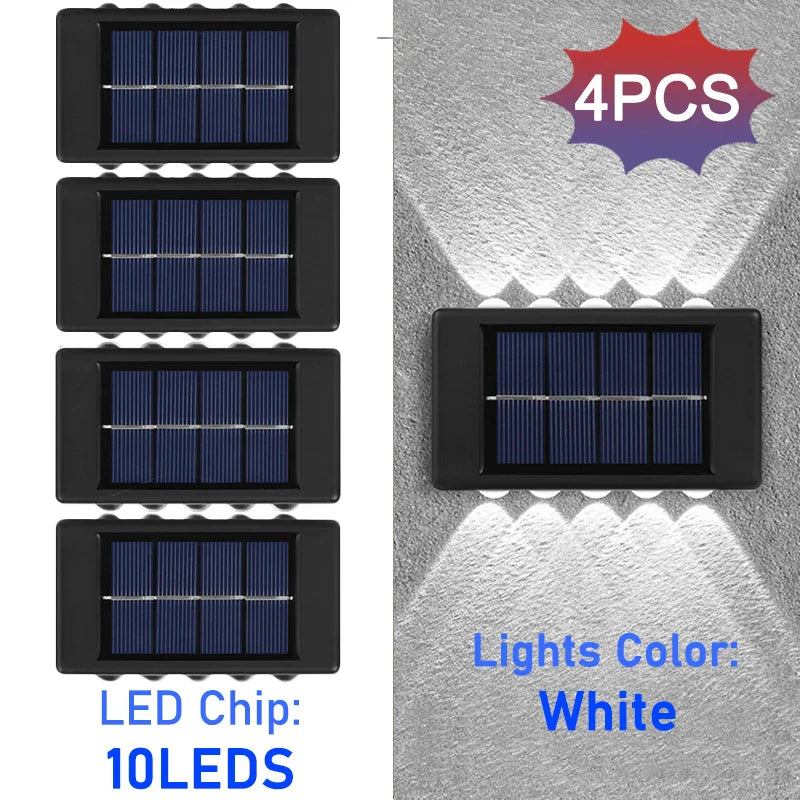 Frendorf | 10 LED Solar Wandleuchte – IP65 wasserdichte Außen-Sicherheitswandleuchte für Garten, Hof, Zaun, Veranda und Terrasse (Warmweißes Licht, Automatischer Sensor, Energiesparend)