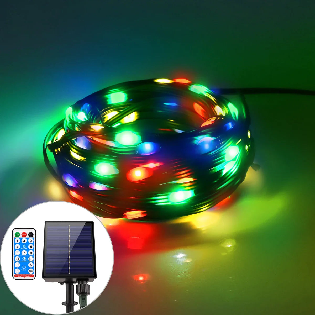 Frendorf | 100M LED Solar Lichterkette – Wasserdicht, ultraheller Außenkranz mit Fernbedienung für Garten, Terrasse und Weihnachtsdekoration