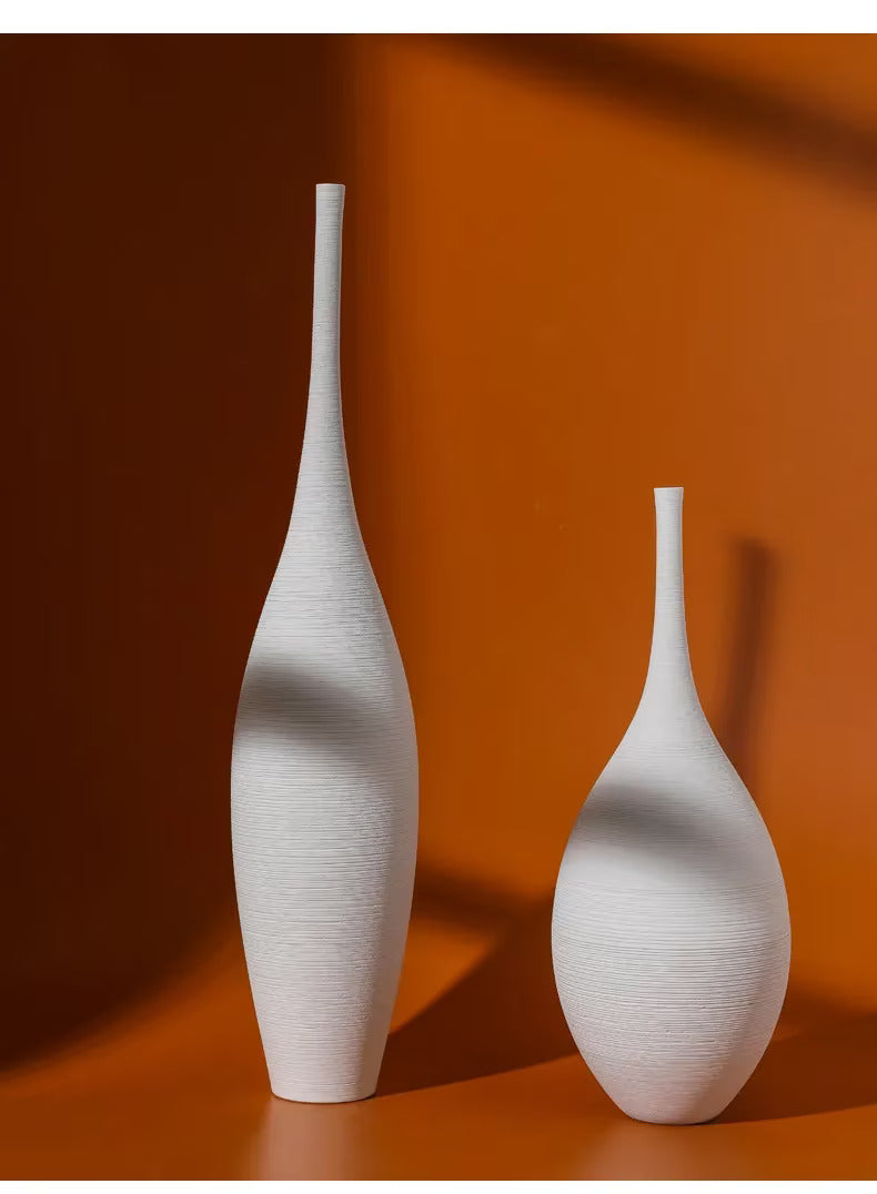 Keramische Vase Weiß/Schwarz Minimalistischer Stil Tischvase