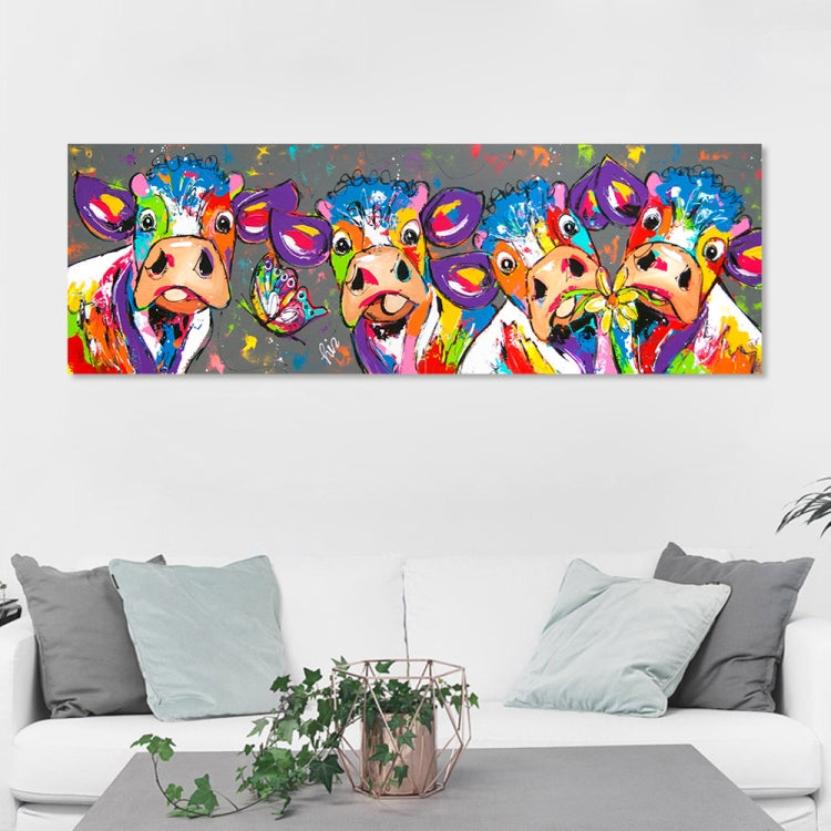 Bunte Kühe Wohnkultur Leinwandmalerei HD Druckerrahmenloses Gemälde Kern, Größe: 40×120cm