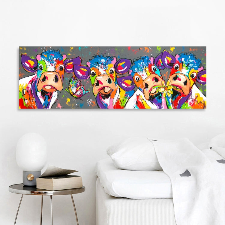 Bunte Kühe Wohnkultur Leinwandmalerei HD Druckerrahmenloses Gemälde Kern, Größe: 40×120cm