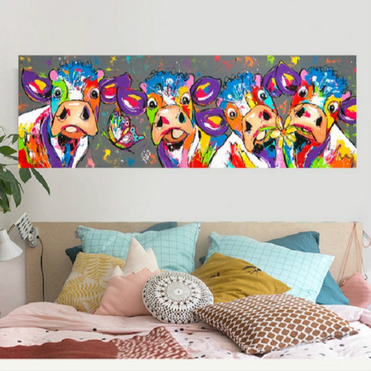 Bunte Kühe Wohnkultur Leinwandmalerei HD Druckerrahmenloses Gemälde Kern, Größe: 40×120cm