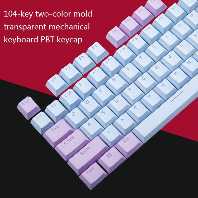 Frendorf | 104-Tasten Zwei-Farben Form Transparent PBT Tastenkappen Mechanische Tastatur (Pink Weiß)