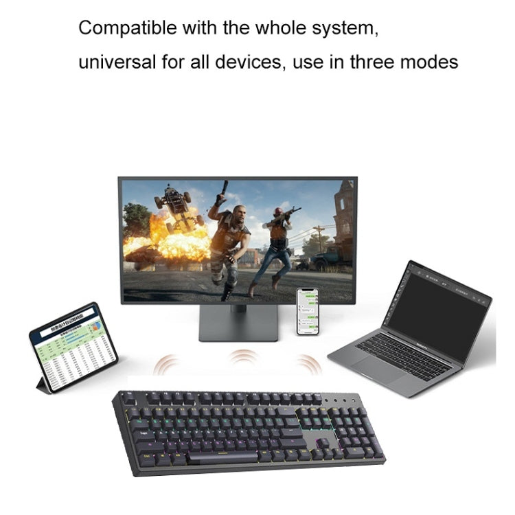 Frendorf | Bluetooth Verdrahtete 104-Tasten Zwei-Farben Translucent Keycap Mechanische Tastatur (Schwarz)