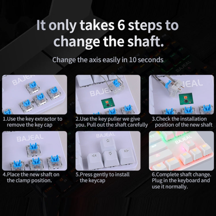 Frendorf | BAJEAL K100 87 Tasten Grünen Schaft Verdrahtete Mechanische Tastatur, Kabel Länge: 1.6m(Schwarz)