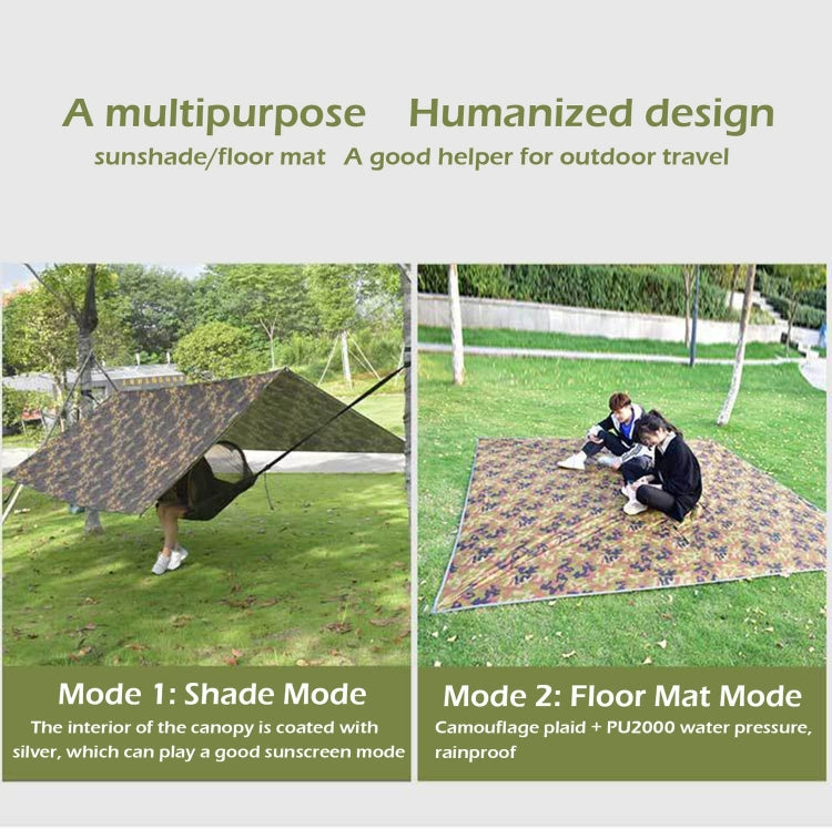 Frendorf | 3X4m wasserdichtes Zelt Tarp quadratisches Vordach Polyester Sonnenschutz Bodenmatte (Tarnung)