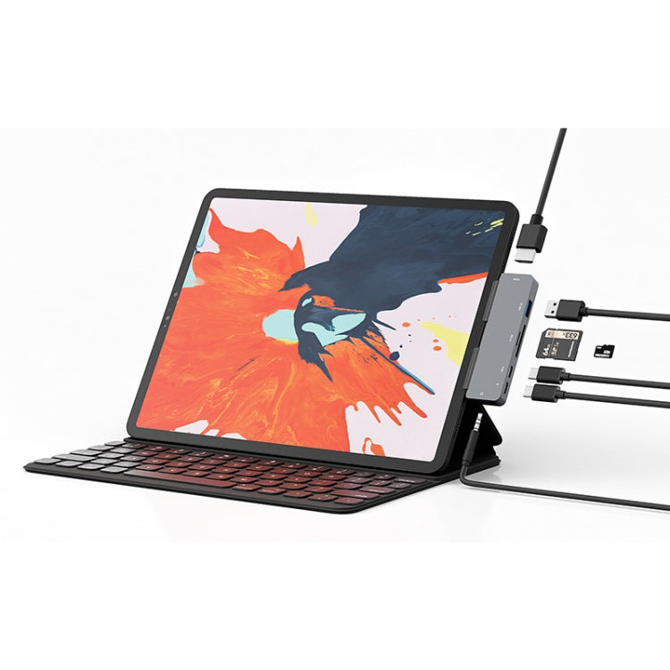 Frendorf | Für IPad Pro 7-in-1 HDMI 4K + 3,5 mm Audio + SD/TF + 1 USB 3.0 + USB-C/Type-C + PD USB-C Dockingstation
