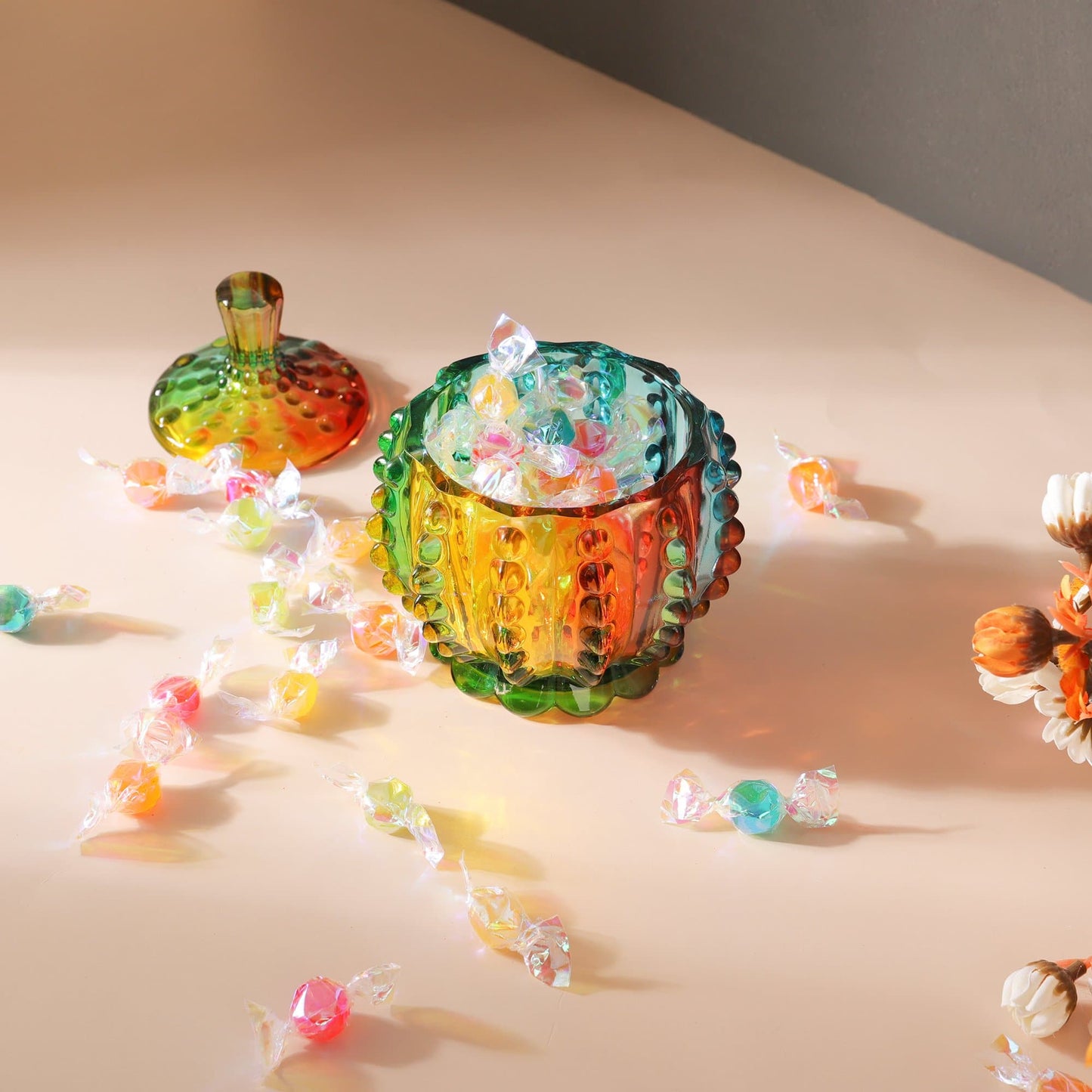 Iridescente Zuckerdose mit Deckel