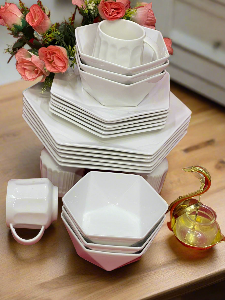 Frendorf | 24 PCs Set hexagonales Geschirrset