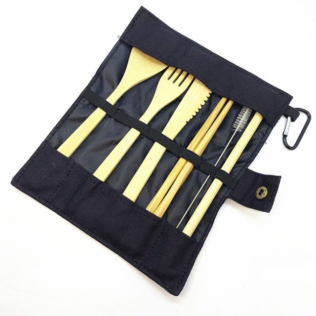 Bamboo Besteckset mit tragbarem Etui