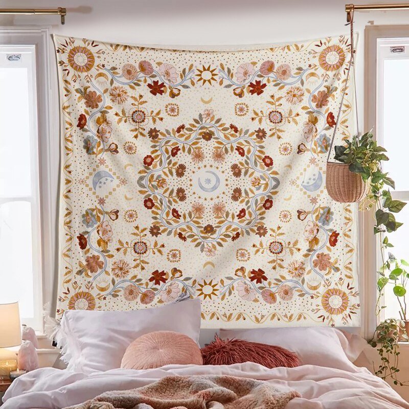 Botanische himmlische Wandteppich