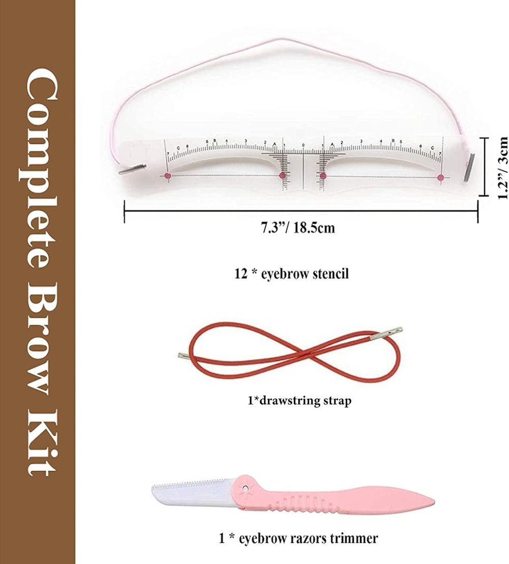 Frendorf | Augenbrauen Schablonen Set — Wiederverwendbare Brauenvorlagen mit elastischem Riemen