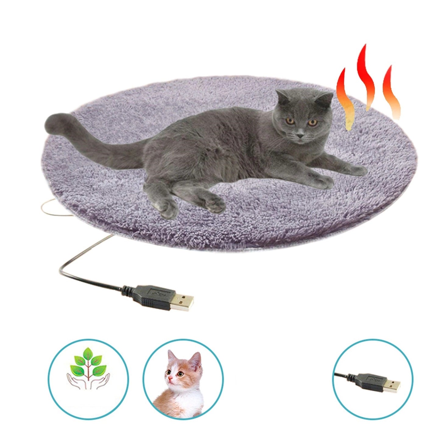 USB beheiztes Plüsch Katzenbett - Konstante Temperatur & Tragbares Winterkissen
