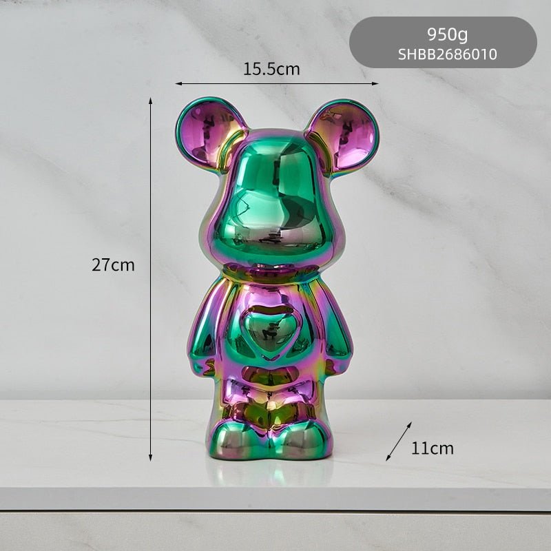 Bunte Keramikbären-Skulptur und Statue Sparschwein Schreibtischornament
