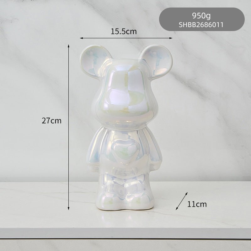 Bunte Keramikbären-Skulptur und Statue Sparschwein Schreibtischornament