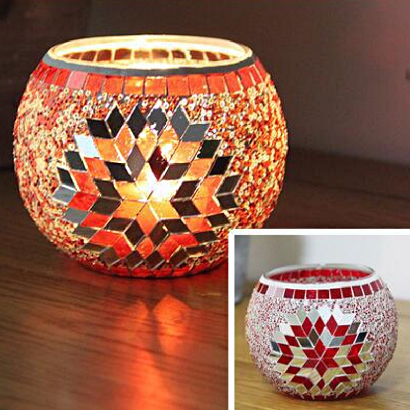 Frendorf Europäischer Retro Glas Mosaik Teelichthalter