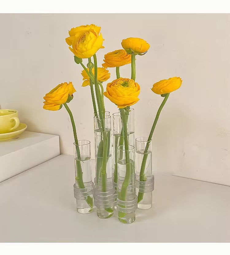 Flexibler Blumenvasen mit Scharnieren | Moderne Glasrohrvase