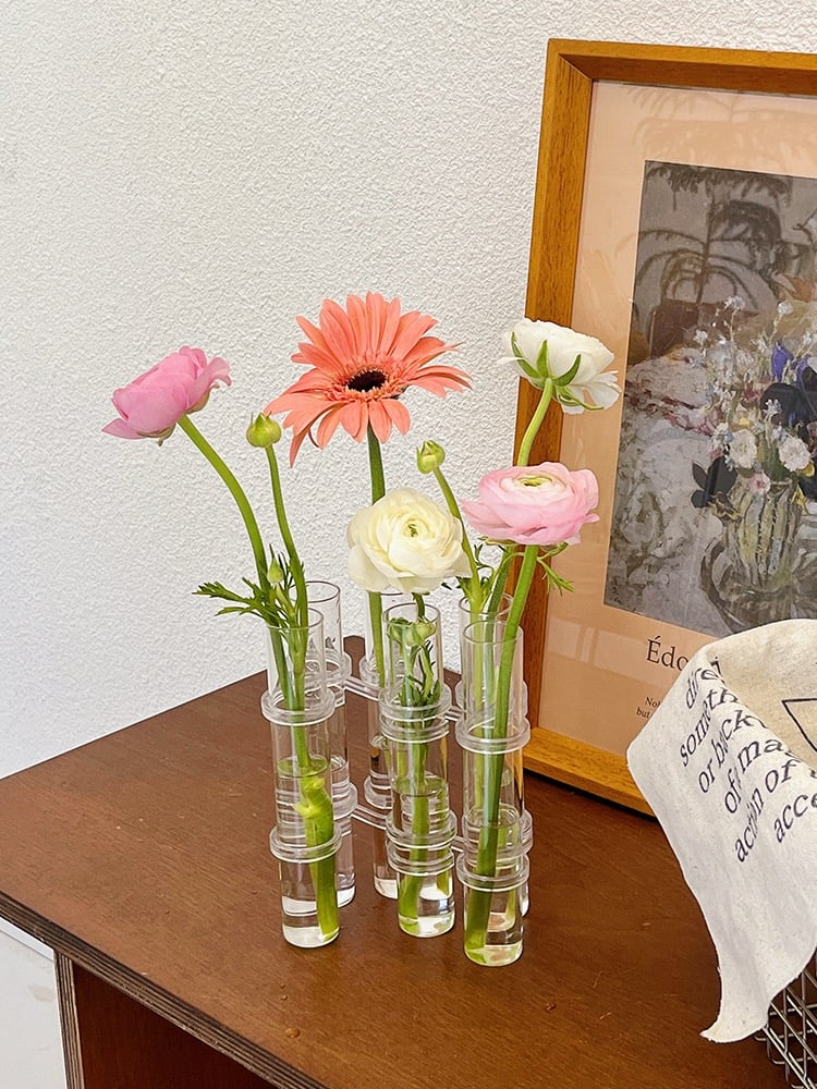 Flexibler Blumenvasen mit Scharnieren | Moderne Glasrohrvase