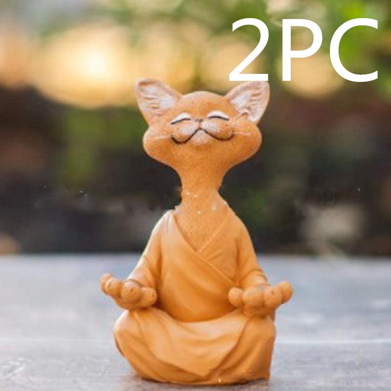 Verspielt Schwarze Buddha Katze Figur Meditation Yoga Sammlerstück Glückliche Katzen Dekor Zuhause Garten Dekoration Gartenornament