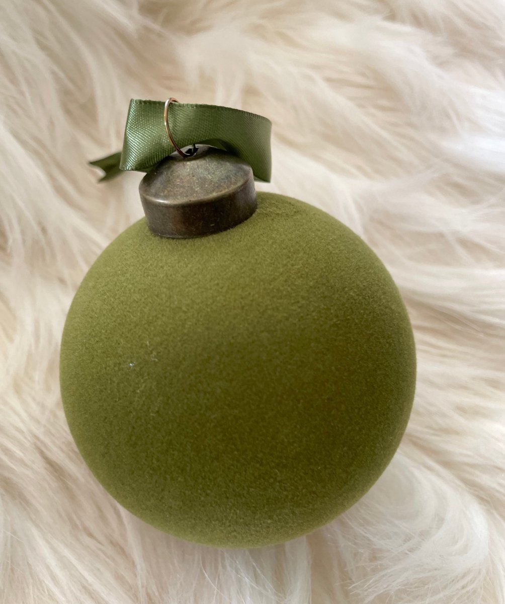 Flocked Velvet Glas Ballen Ornament Set von 4 - Weihnachtsdekoration