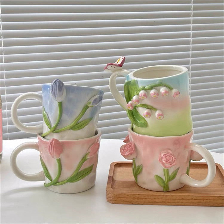 Frendorf 3D Floral Handbemalte Tasse