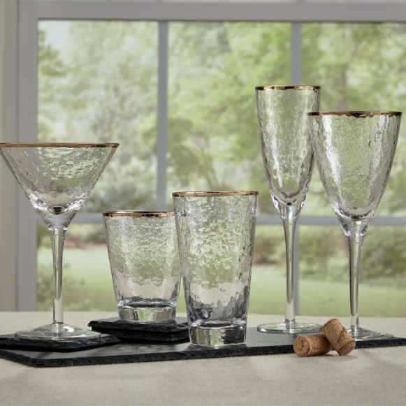 Frendorf | 260ml Hammer Champagnerglas klar mit goldenem Rand