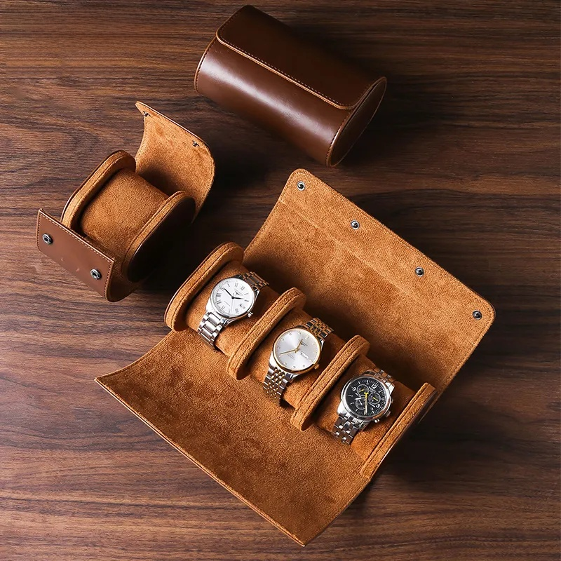 Frendorf | Vintage Leder 3-Slot Herren Uhrenbox für Reisen