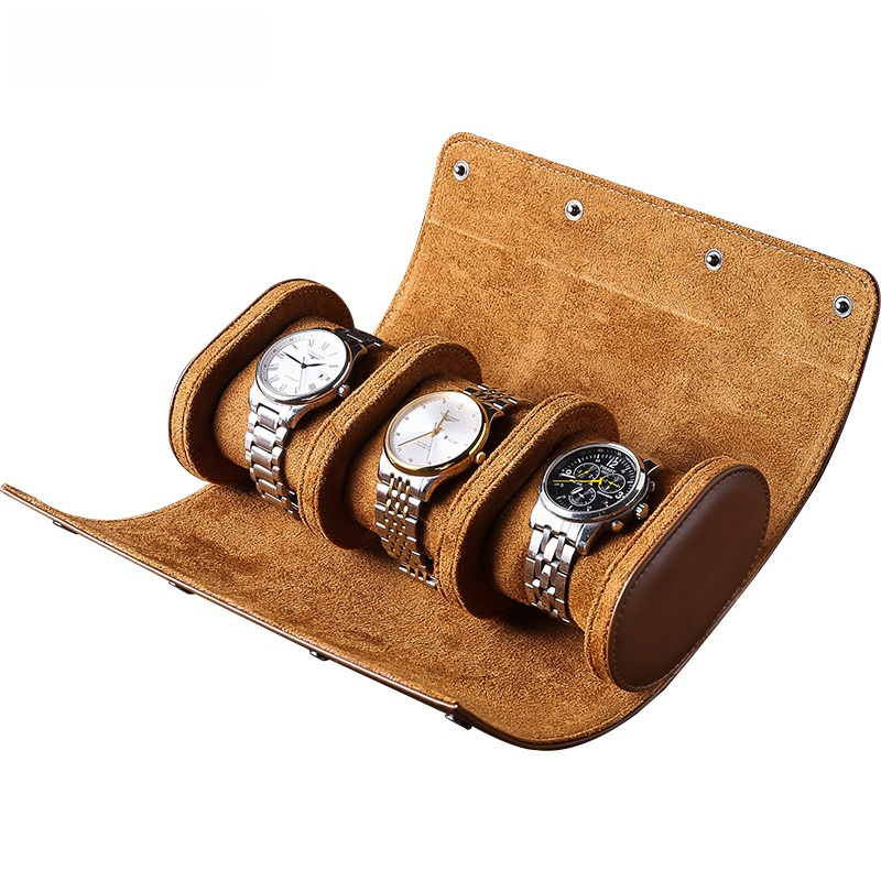 Frendorf | Vintage Leder 3-Slot Herren Uhrenbox für Reisen